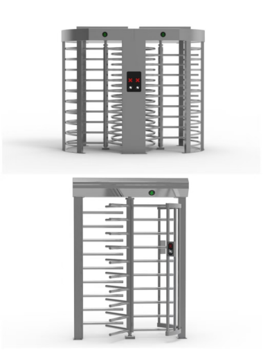 De reus in de toegangscontrolepoort ---- het tourniquet op volledige hoogte